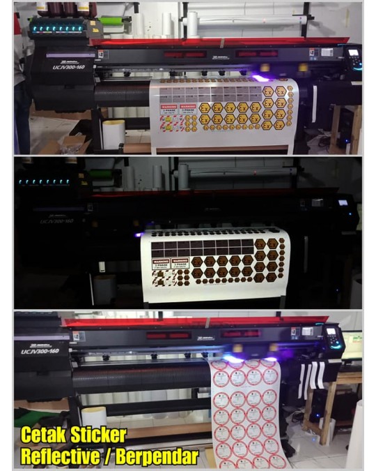 Cetak Stiker Reflective (Berpendar) UV